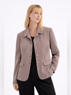 Le Suit Petite Taupe Blazer 12P | Classic Tailored Jacket Like New